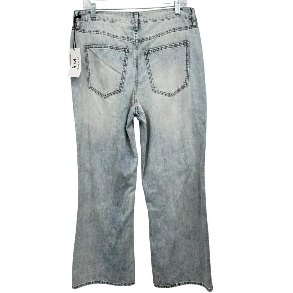 RM Rebecca Minkoff NWT SZ 10 Women's Wide Leg 100% Cotton Jeans Blue High Rise